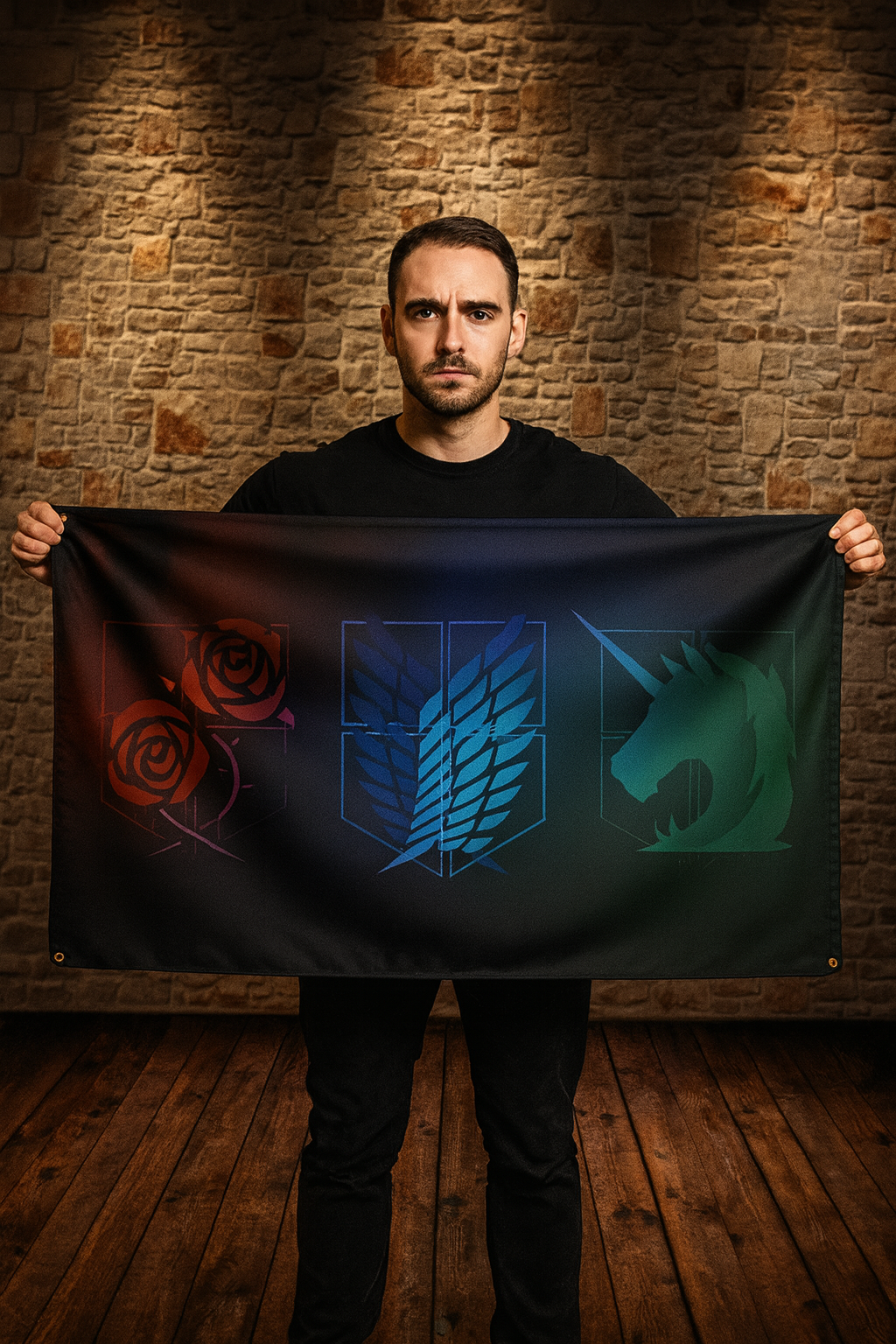 Drapeau Emblèmes Des Trois Brigades - L’Attaque Des Titans™