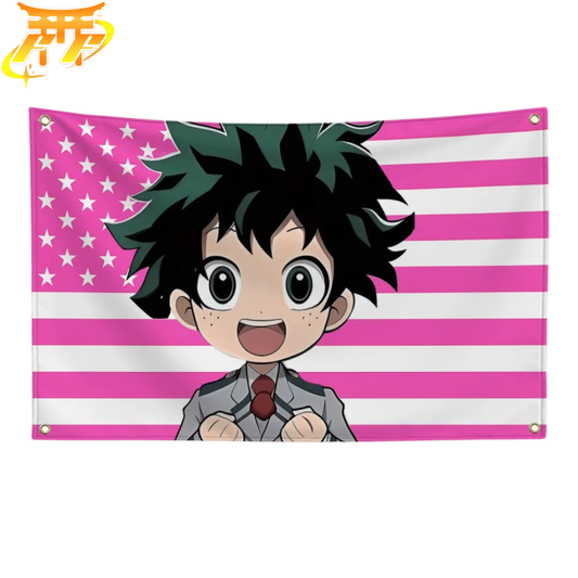 Drapeau Izuku Midoriya "Style Chibi Étudiant" – My Hero Academia™