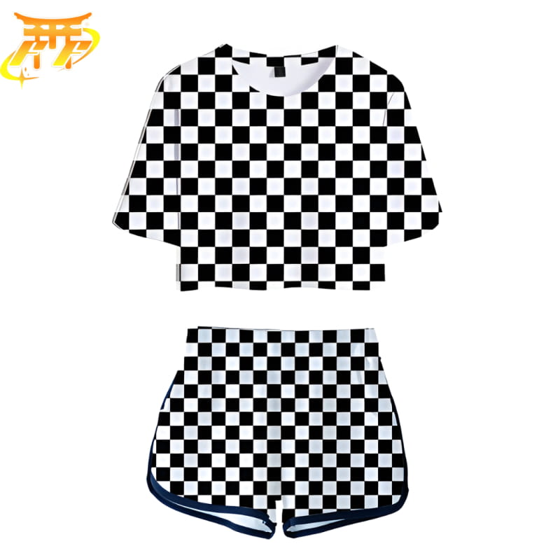 Pyjama Femme Tanjiro à carreaux noir et blanc - Demon Slayer™
