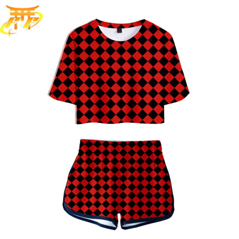 Pyjama Femme Tanjiro à carreaux rouge - Demon Slayer™