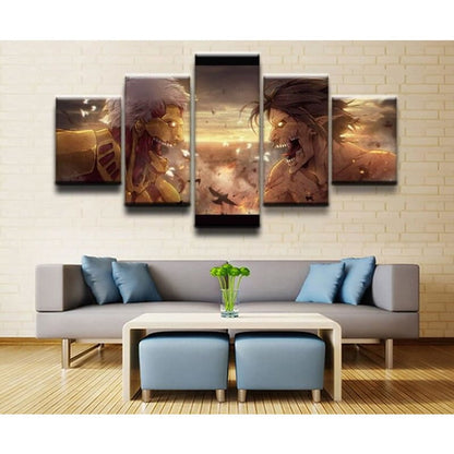 Tableau combat Titan assaillant Vs Titans Cuirrassé - Attaque des Titans