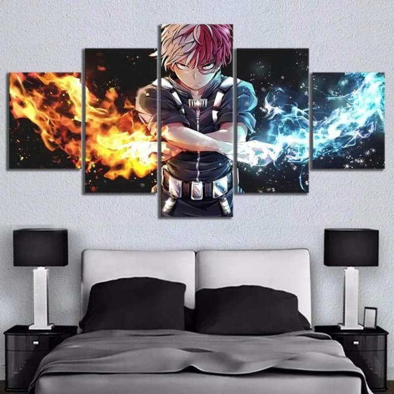 tableau-my-hero-academia-shoto-salon-décoation-chambre-feu-glace